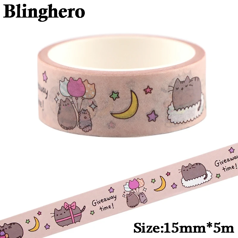CA600 1,5 см x 5 м милый кот Kawaii набор декоративного скотча васи японская бумага маскирующая Лента наклейки с лентами декор канцелярские ленты Скрапбукинг