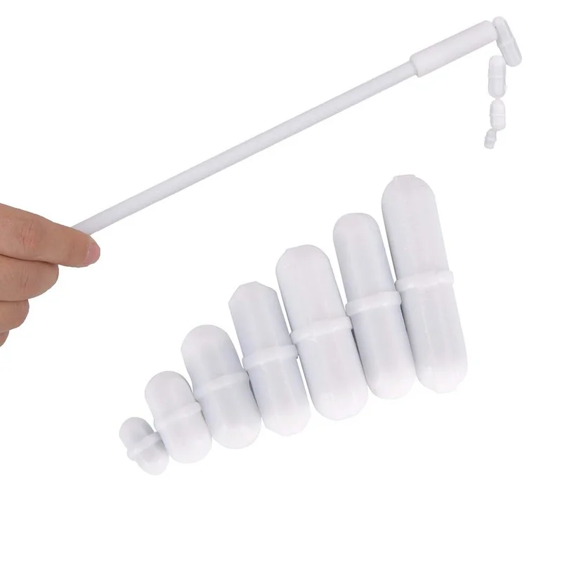 7 Pieces PTFE Magnetic Stirrer Mixer Stir Bar And 11.8" Magnetic Stir Bar Retriever, White