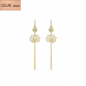 

QSJIE High quality SWA new style. Various wearing methods. Unique and noble lotus lady Earrings Charming fashion jewelry
