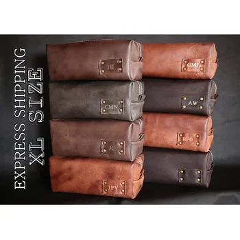 

personalized Men's Leather Toiletry Bag Case Dopp Kit Shaving kit Bag Ooak Set for Groomsmen cutom Christmas gift for him men