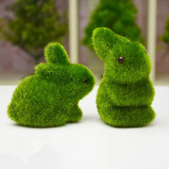 

2pcs,Artificial Moss foam Rabbits,DIY Wedding party Garden Home Micro Landscape Decoration Accessories,birthday kids gift favor