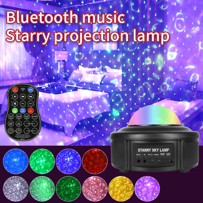 

Ocean Wave Party DJ Light Remote Control Starry Sky Stage Light Bluetooth RGB Laser Projector Lamp TF Card Music Player For Home