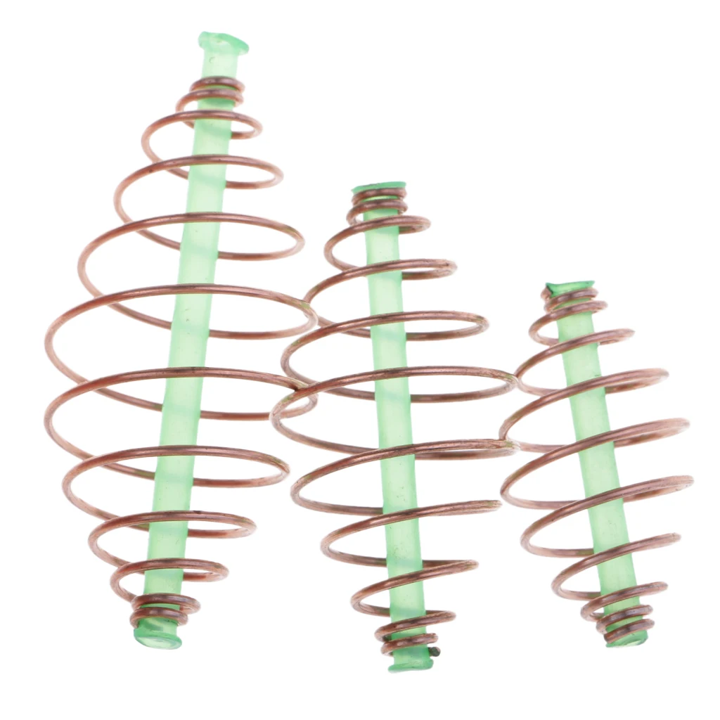 30pcs Carp Fishing Spring Feeder Inline Coarse Bait Thrower Bait Holder Cage Lead Sinker Metal Carp Fishing Tackle Accessories 