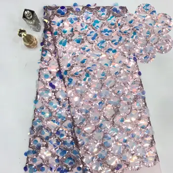 

latest sequin lace Modern design French net lace fabric African sequins lace embroidery tulle lace fabric for party dress