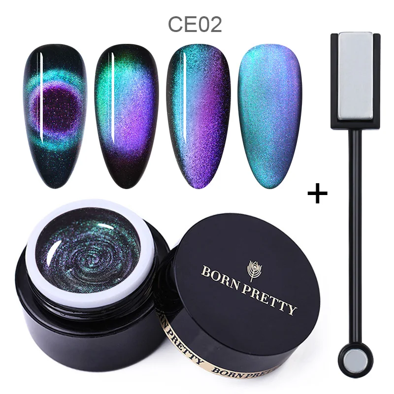 BORN PRETTY 9D глаз хамелеона кота гель для ногтей Магнитный замочить от УФ- гель для ногтей Романтический Сияющий гель-Лаки 5 мл черная основа - Цвет: 2 Pcs-Set2
