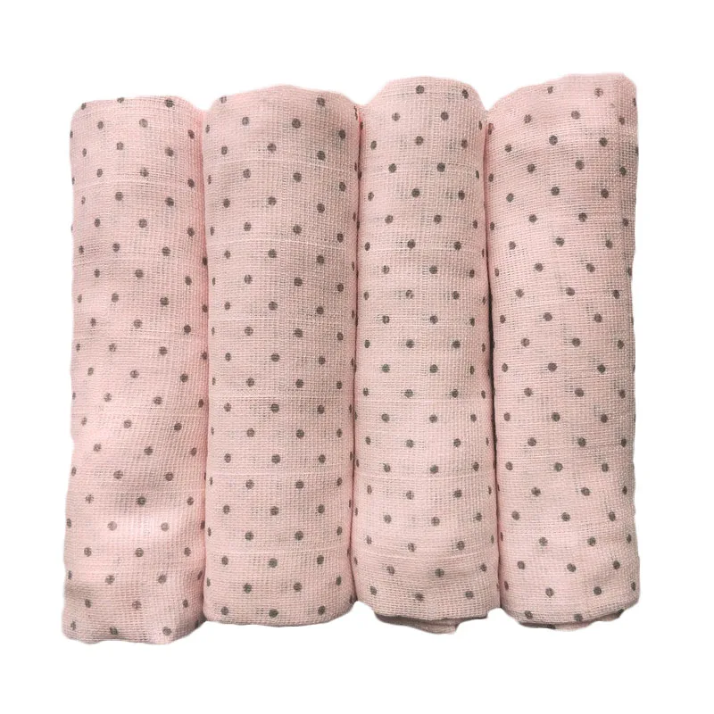4 pièces bébé couverture coton lange d'emmaillotage nouveau-né serviette de bain couverture d'allaitement répété tissu nappymousseline couches 70*70 cm (lot de 4)