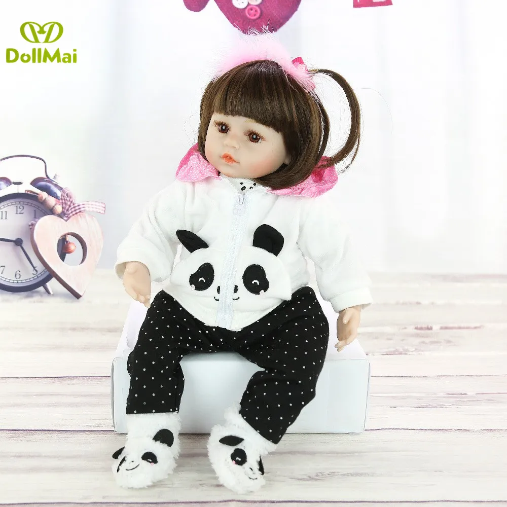 Bebes возрожденная менина 2" 58 см Виниловая силиконовая кукла reborn baby dolls девочка кукла" малыш "с одежда в виде панды Подарочная игрушка куклы