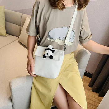 

Women Crossbody Pencil Case Girl Dating Bag Panda Bag Female Canvas Young Girls Teenagers Shoulder Bag
