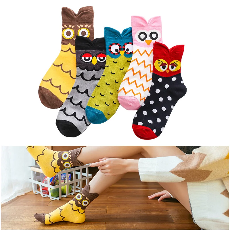

Women Funny Owl Cotton Sock Female Socks Winter Warm Cotton Socks Cute Short Socks