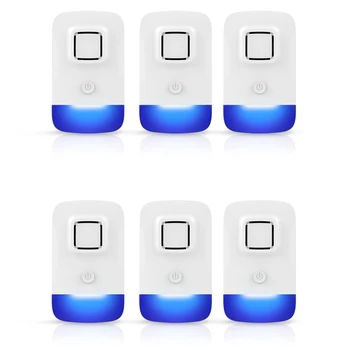 

6Pcs Ultrasonic Pest Repeller Electronic Indoor Mosquito Repellent Plug in for Insects,Spider, Roach Spider(EU Plug)
