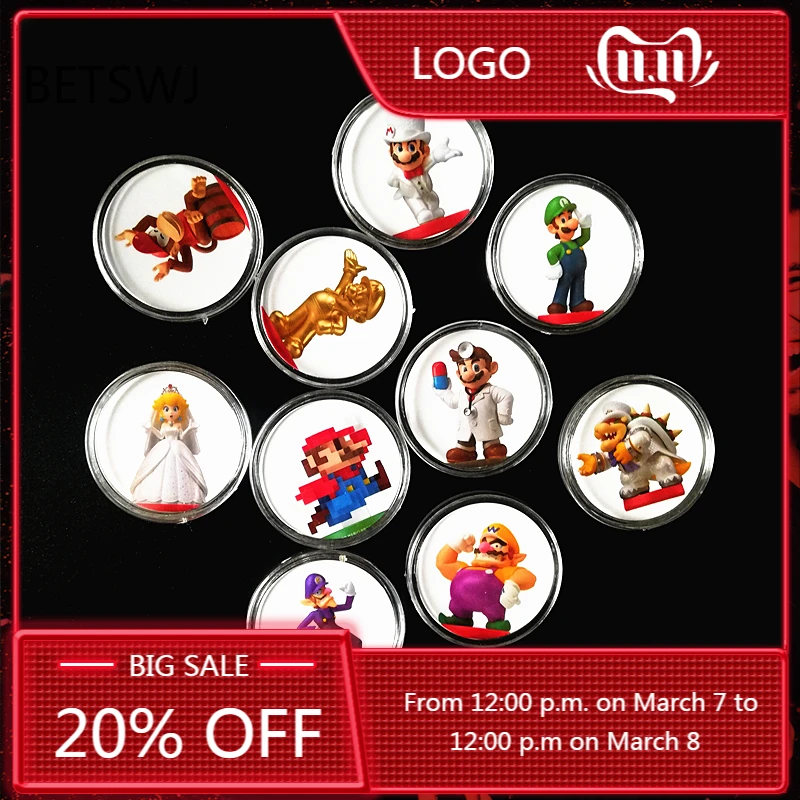 10 unids/lote Super Mario Odyssey NFC tarjeta de juego de Amxxbo Ntag215 colección moneda impreso etiqueta engomada etiqueta para NS interruptor envío rápido