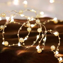1.8M LED String light Copper Wire Holiday lighting Fairy light Pearl Garland Battery operation For Christmas Tree Party Decor
