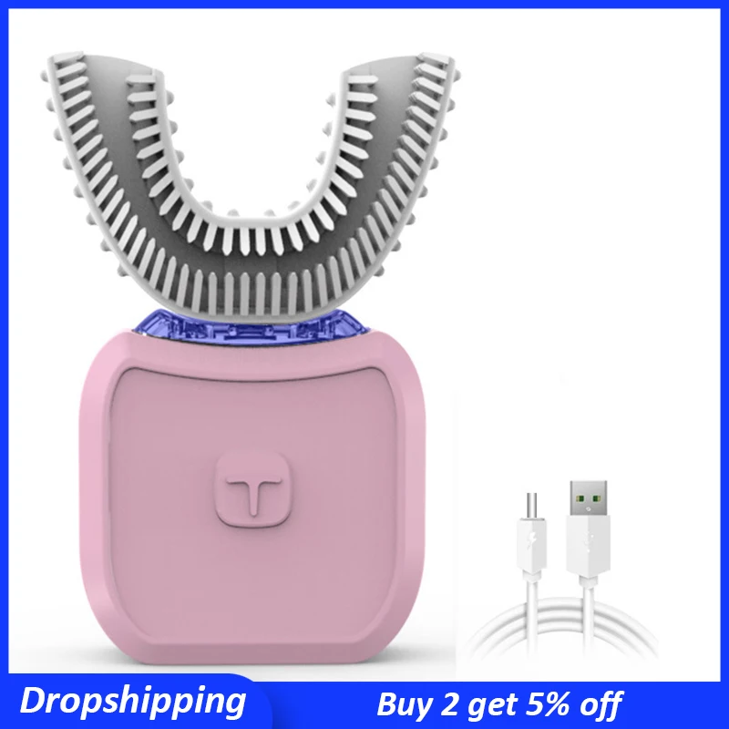 

Electric Sonic Toothbrush for Adults U Shape USB Rechargeable Teeth Whitening 360 Ultrasonic Toothbrush Model