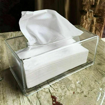 

Acrylic Clear Tissue Box Cover Rectangular Napkin Car Office Paper Holder Case Storage Case for Bathroom Toilet