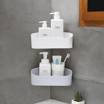 

1pc Wall-mounted Storage Rack Non-drilling Cosmetic Shampoo Holder Corner Shower Shelf For Kitchen Bathroom Accessories