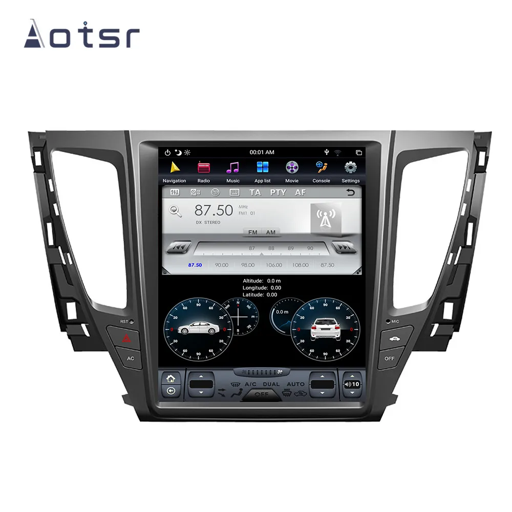 Discount Tesla Style Android 8.1 GPS Navigation DVD Player For Mitsubishi Pajero 2016-2019 Car Auto Radio Stereo Multimedia Unit Player 3