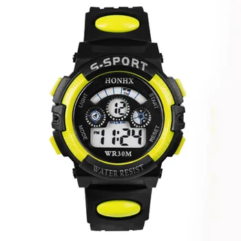 

Часы Мужские Fashion Waterproof Children Boy Digital Led Quartz Watch Alarm Date Sports Wrist Watch Yellow Relogio Feminino