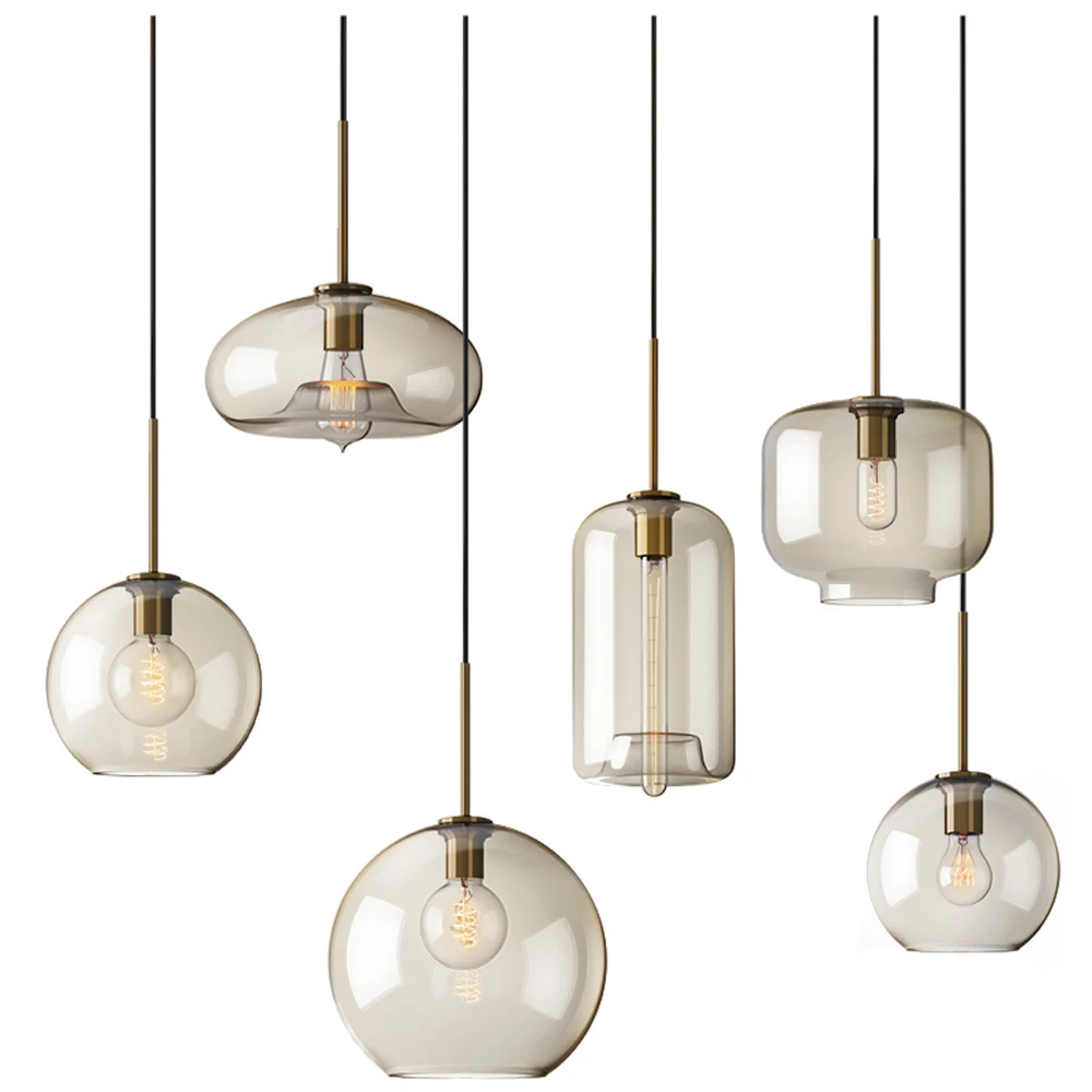 Nordic Simple Dining Room Pendant Light Clothing Store Cafe Decoration Hanging Lamps Bar Personality Single Glass Pendant Lamps