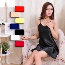 Women's 100% Pure Silk Female Chemise Nightgown Nightdress  Solid Color Sleeveless Sleepwear Adjustable Spaghetti Straps
