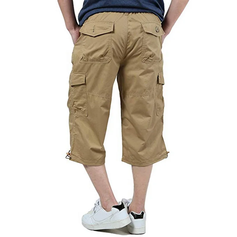 Мужские брюки карго мужские повседневные укороченные свободные с несколькими