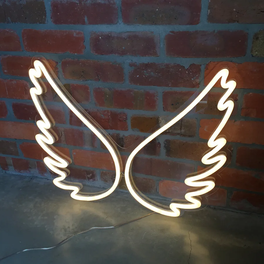 Неоновый свет неоновая вывеска панель ночник USB питание INS форма романтическое свадебное украшение для вечеринки сказочная лампа крыло банан - Цвет: White Wing