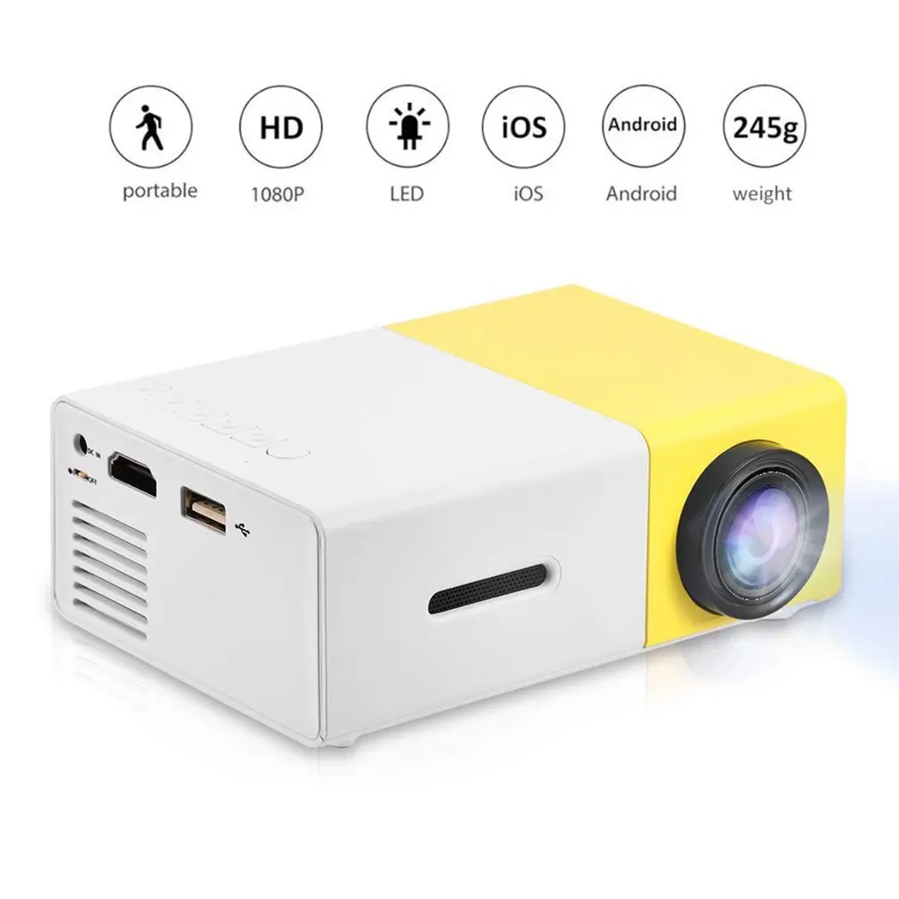 

YG300 Household Mini Micro Projector LED Entertainment Portable 1080 High-definition Projector Manufacturers Direct dropshipping