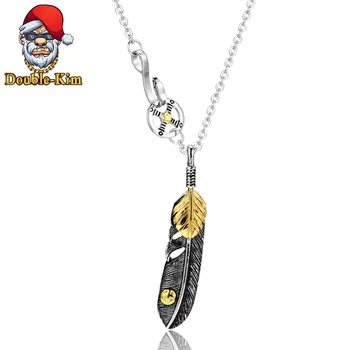 

Feather Pendant Necklace Men Hiphop Rock Street Culture Titanium Stainless Steel Gold Chain Necklace Fashion Man Jewelry Gift