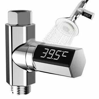 

360-degree Rotating Led Digital Display Water Thermometer Display Celsius Water Shower Thermometer Flow Self-generating Electric