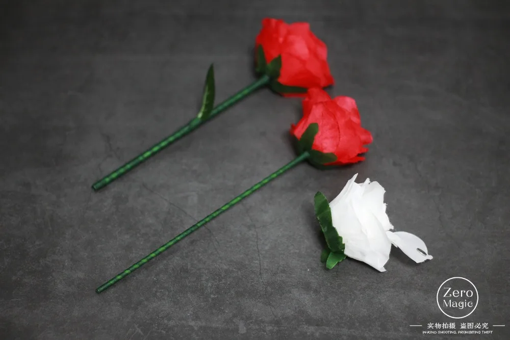 Discoloration roses and Split Roses Magic Tricks Gimmick Props Rose Scarf Appearing Magia Magician Stage Illusions Fun Romantic