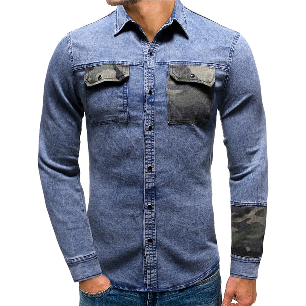 denim cargo shirt