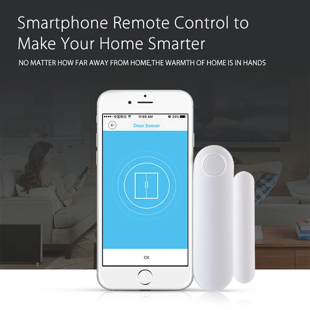 WiFi Smart Door Window Sensor APP Notification Alerts Home Alarm Security Detector, Compatible With Alexa Google Home