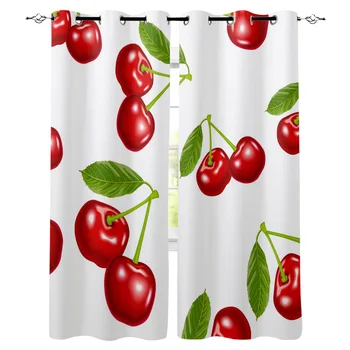 

Cherry Fruit Window Curtains Home Decor Bedroom Kitchen Curtain Panel Curtains for Living Room