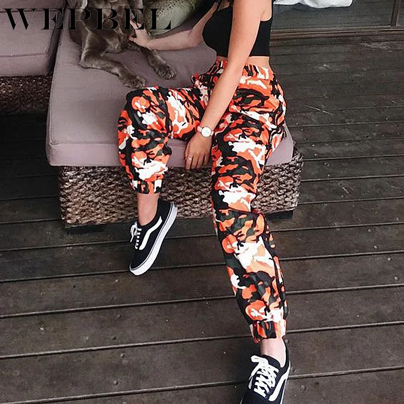 

WEPBEL Women's Casual Elastic High Waist Pencil Pants Autumn Fashion Printed Loose Ankle-Length Pants