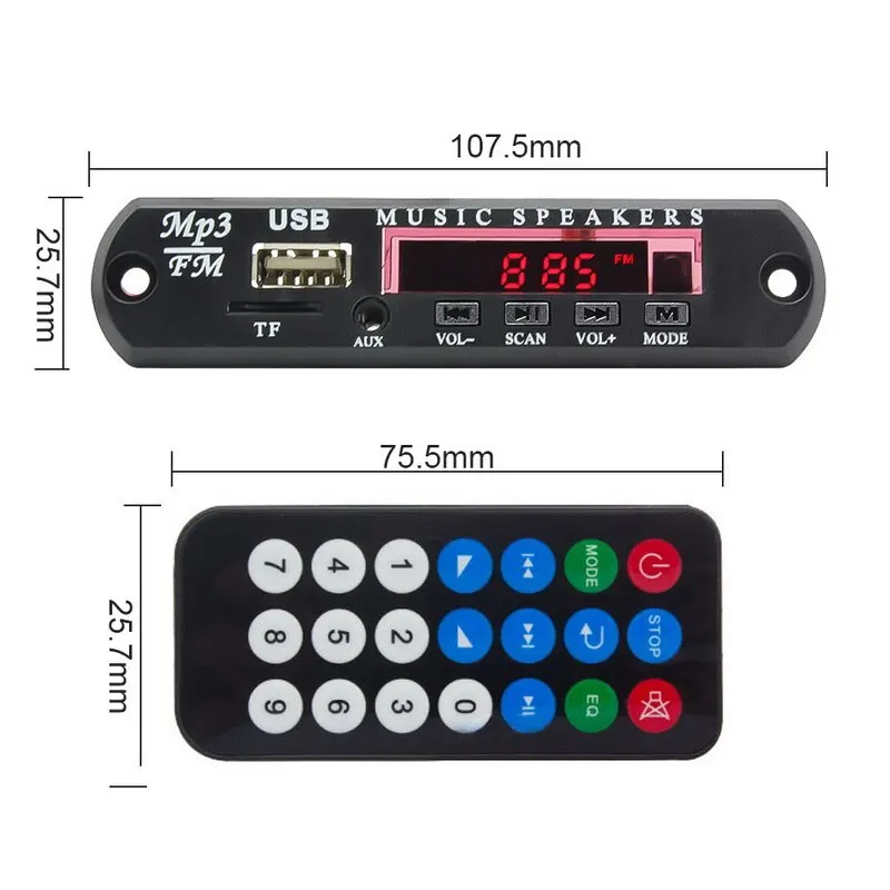 Bluetooth MP3 плеер с слот для карты SD/USB/fm декодер доска рисования 5V 12V аудиомодуль