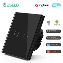BSEED Zigbee Touch Switches 1/2/3Gang 1/2/3Way Wireless Control Smart Light Switch Wifi Wall Switch Tuya Smart Home Google Alexa