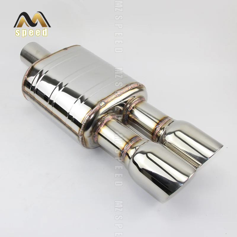 Car Accessories 304 stainless steel exhaust pipe muffler, universal 51mm -76mm pipe, double output 89mm output tail pipe