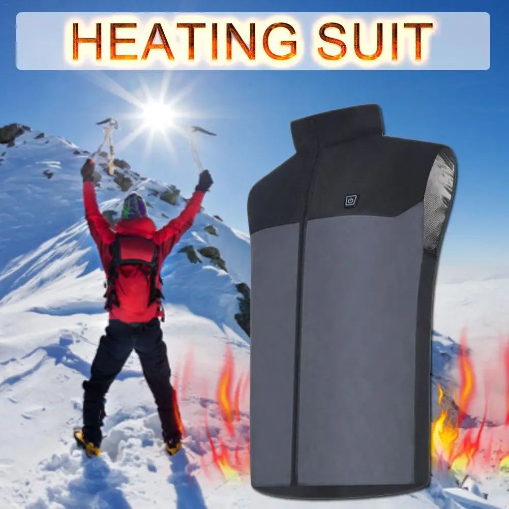 SnowWolf Men Outdoor USB Cotton Heated Vest Electric Thermal Waistcoat Clothing Heating Vest for Sports Hiking Climbing