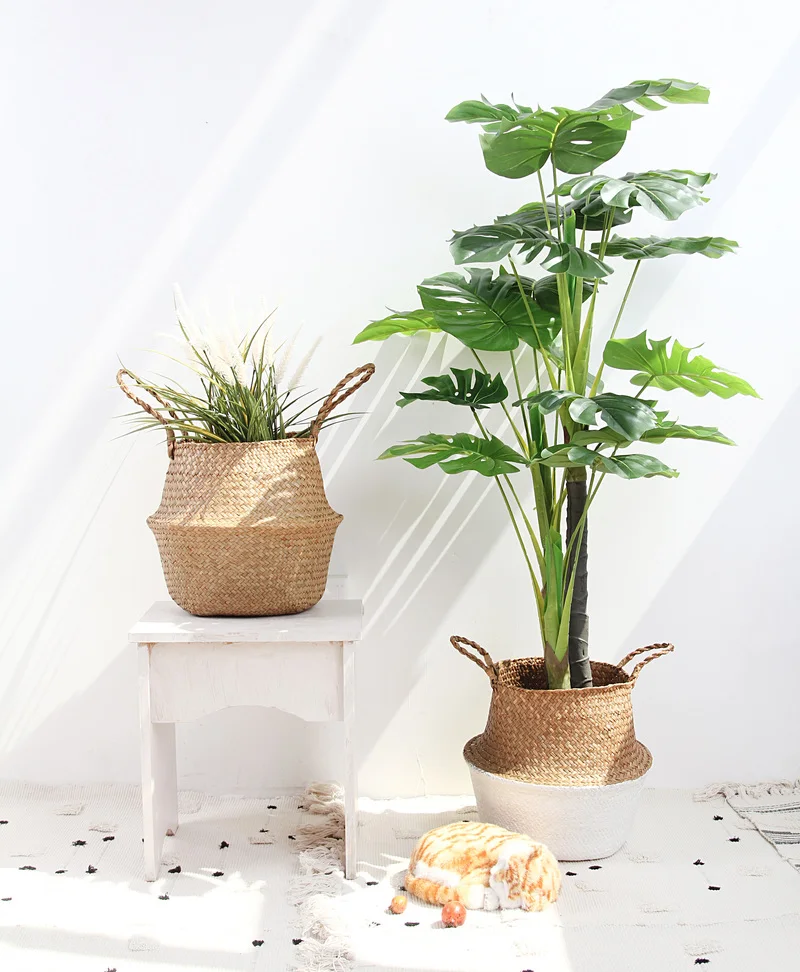

Flower Pot Baskets Storage Baskets Laundry Seagrass Baskets Wicker Hanging Storage Flower Home Pot Basket for Toys
