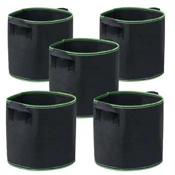 

Grow Bags 5-Pack 7 Gallon Aeration Fabric Pots Container with Aeration Fabric Pots w/Handles