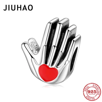 

Mother and her child 925 Sterling Silver Heart family love Beads fit JIUHAO Charm Bracelets Original Jewelry Making Gift