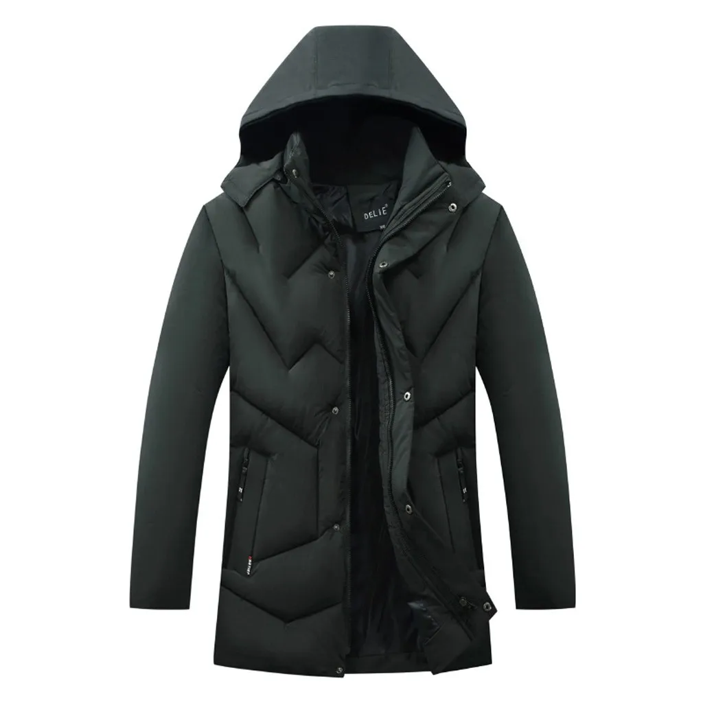 KLV parkas Winter Jacket Men Hooded Thick Warm Down Parka Coat Casual Slim Down Mens Overcoat Many Pockets High Quality hot 9107