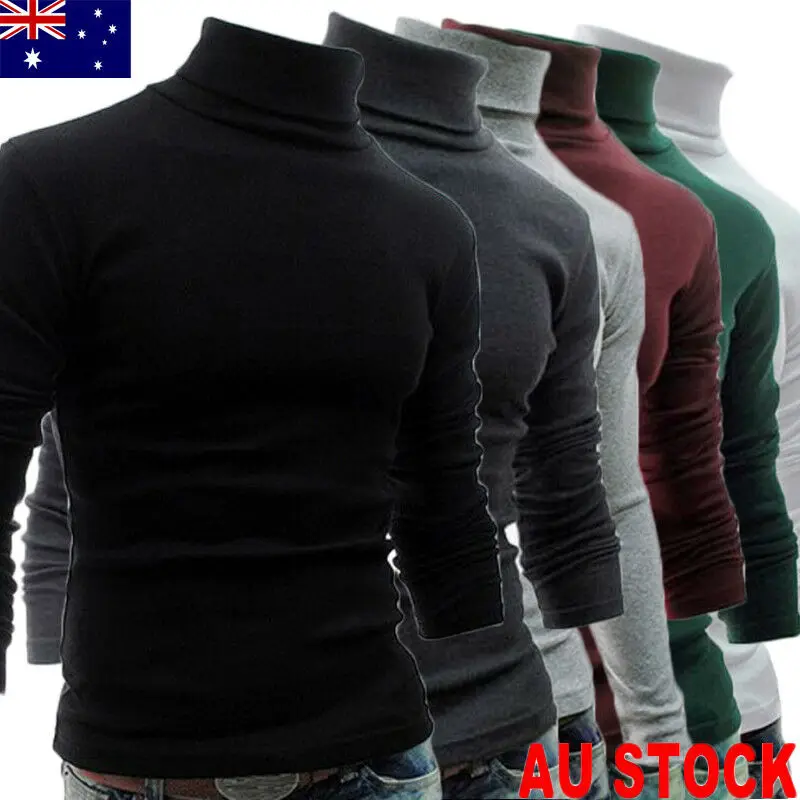 

Autumn Winter 2019 New Men Slim Warm Cotton High Neck Pullover Jumper Sweater Top Turtleneck Sweaters