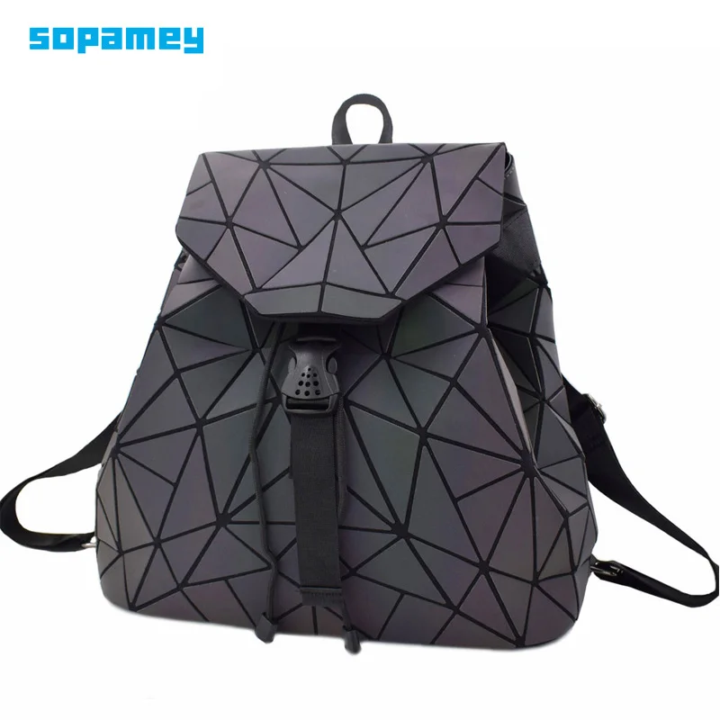 Bao сумка, женские рюкзаки, Геометрическая сумка на плечо, рюкзак для студентов, школьная сумка, голограмма, Светящийся рюкзак, лазерный Серебряный рюкзак