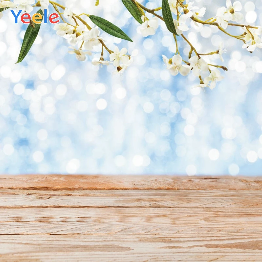 

Spring Flower Branch Wood Board Light Bokeh Baby Shower Backdrop Photography Background For Photo Studio Photophone Photozone