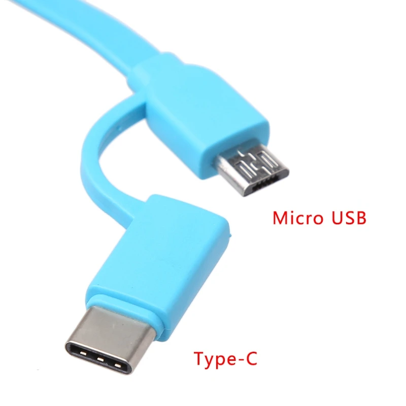 1 м кабель Micro USB+ кабель Тип C 2-в-1 данных Зарядное устройство зарядки TPE плоский кабель для телефонов на базе Android с Bluetooth