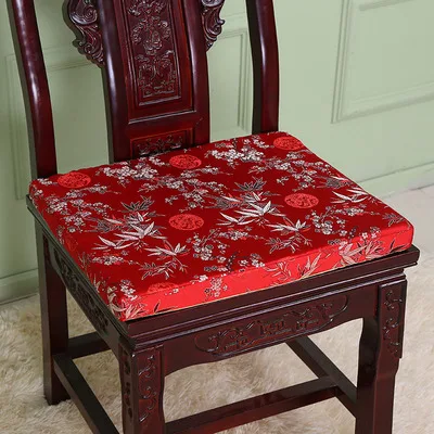 red bamboo Китайские шелковые парчовые этнические подушки для дивана, стула, губки, противоскользящие подушечки на молнии, подушки для стульев, стула, кресла, коврики для сидений - Цвет: red bamboo