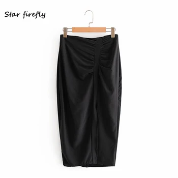 

Star firefly fashion Za skirt female 2020 summer casual slim high waist pleated straight skirt women