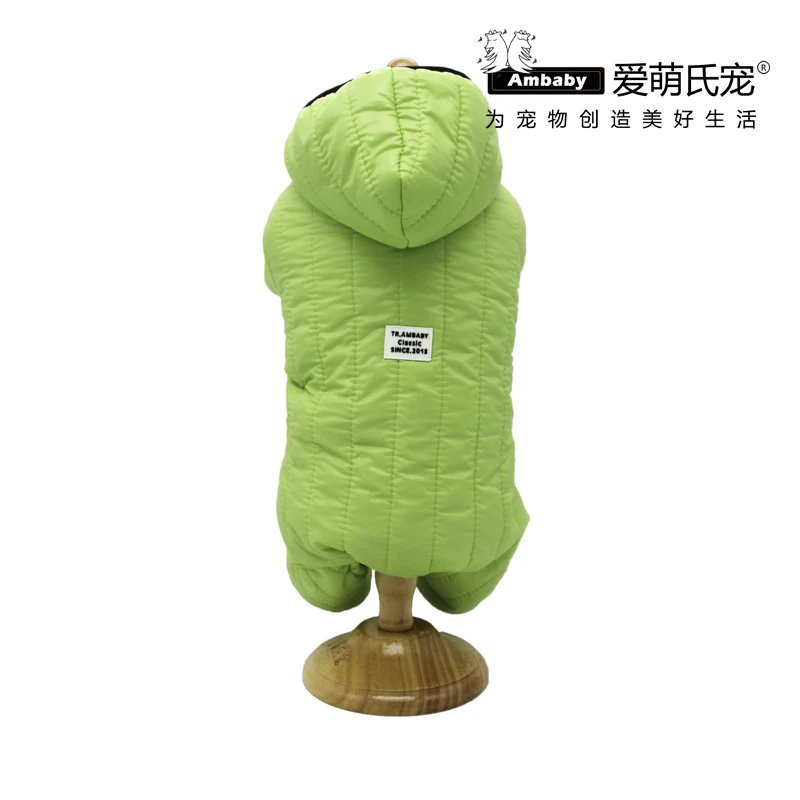 Green Ambaby осенне-зимняя одежда для домашних животных с капюшоном 4 брюки с широкими штанинами Теплый Собака Куртки Одежда с принтом в виде собак для маленьких собак средних и больших размеров, Размеры Домашние животные, собаки и кошки - Цвет: Green