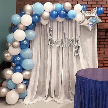 

104pcs Balloon Garland Arch Kit Blue and White Silver Balloons Boy Baby Shower Birthday Party Backdrop Background Decorations
