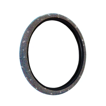 

Car Fuzzy Steering Wheel Cover for Women Girls, Universal 15 Inch Colorful Bling Anti-Slip Wheel Protector, Bejeweled Bedazzled